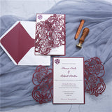 Fabulous Asymmetrical Rose Design Laser Cut Wedding Invitation