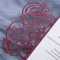 Fabulous Asymmetrical Rose Design Laser Cut Wedding Invitation