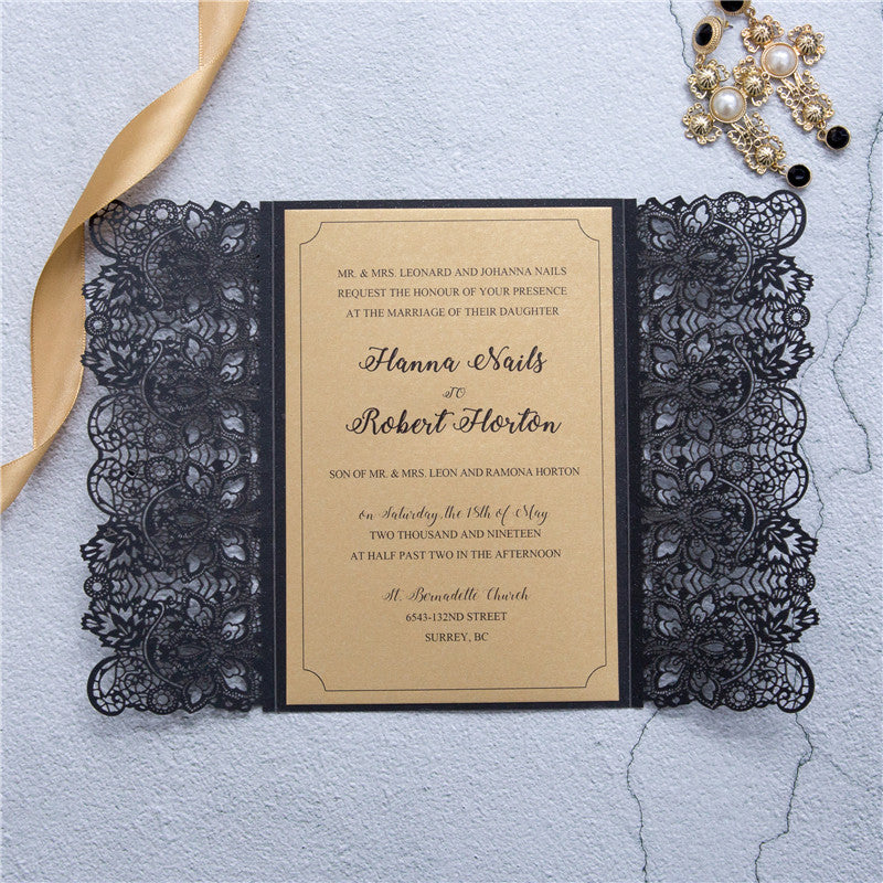 Exquisite Lace Design Laser Cut Wedding Invitation