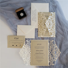 Exquisite Lace Wine Laser Cut Wedding Invitation