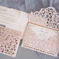 Elegant Laser Cut Envelope Wedding Invitation