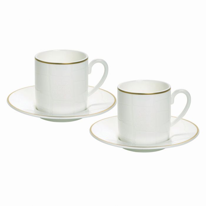 Alligator White Espresso Cup & Saucer&#44; Set of 2