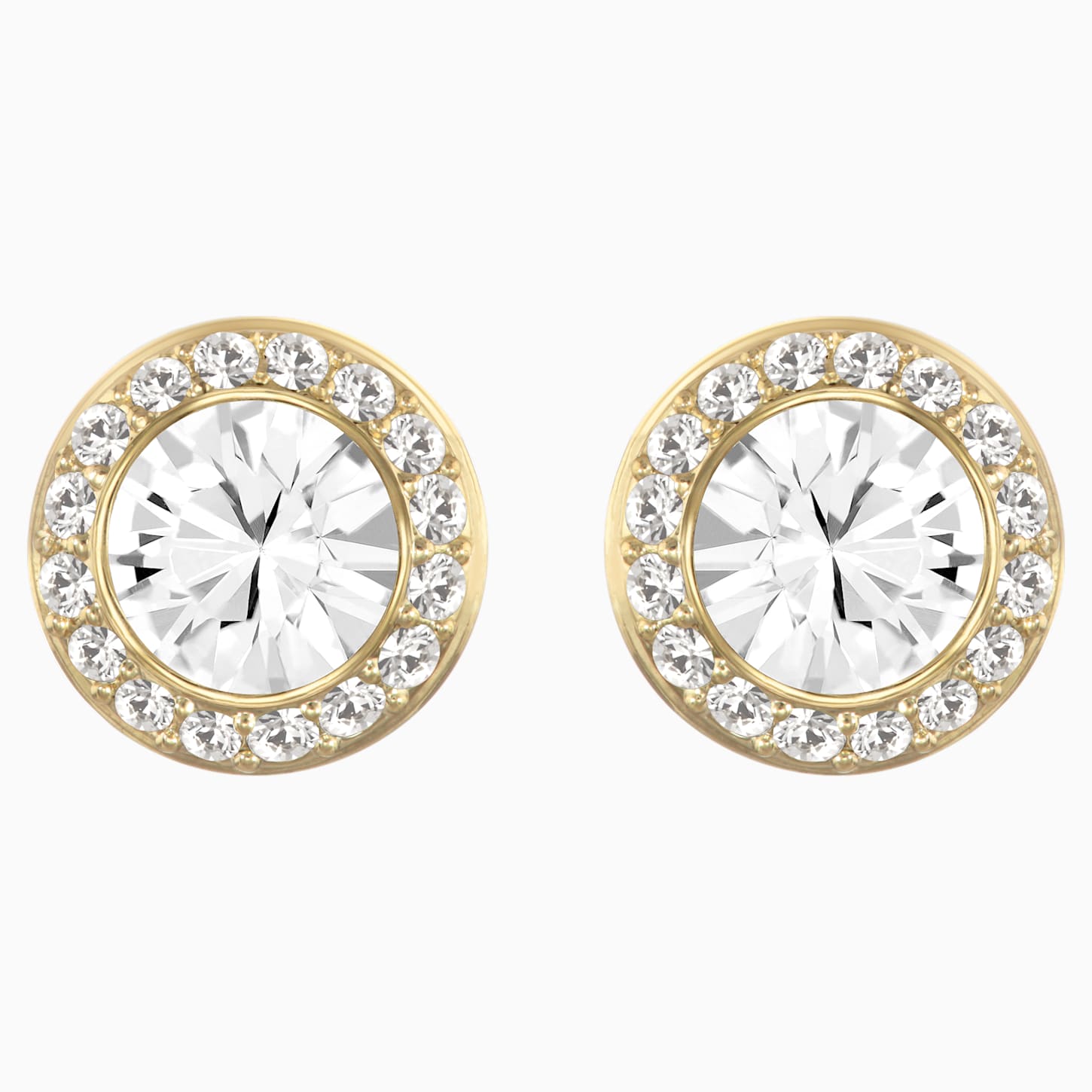 Swarovski Angelic Stud Pierced Earrings; White; Gold-Tone Plated Dalmazio Design