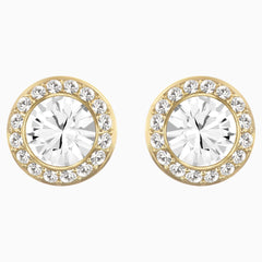 Swarovski Angelic Stud Pierced Earrings; White; Gold-Tone Plated Dalmazio Design