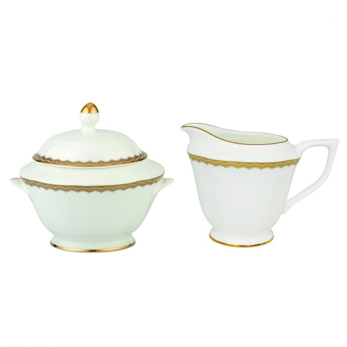 Antique Gold Sugar &amp; Creamer Set&#44; Gold