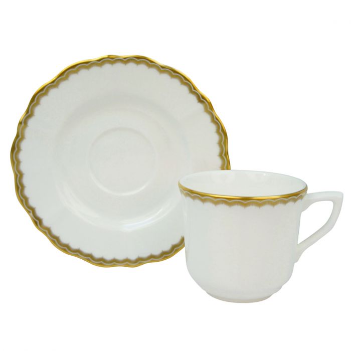 Antique Gold Espresso Cup &amp; Saucer&#44; Gold