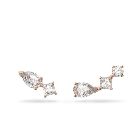 Attract Earrings, White, Rose-gold Tone Plated
