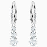 Swarovski Attract Trilogy Round Pierced Earrings; White; Rhodium Plated Dalmazio Design