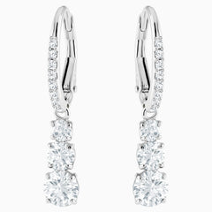 Swarovski Attract Trilogy Round Pierced Earrings; White; Rhodium Plated Dalmazio Design