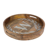 GG Collection Wood/Metal 20" Round Tray "W" - 20% OFF