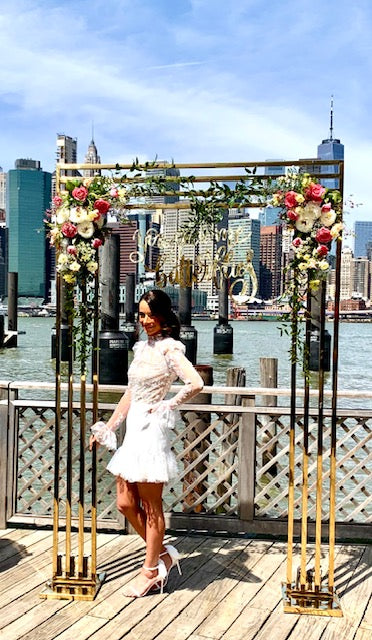 Gold Archway Backdrop Rental