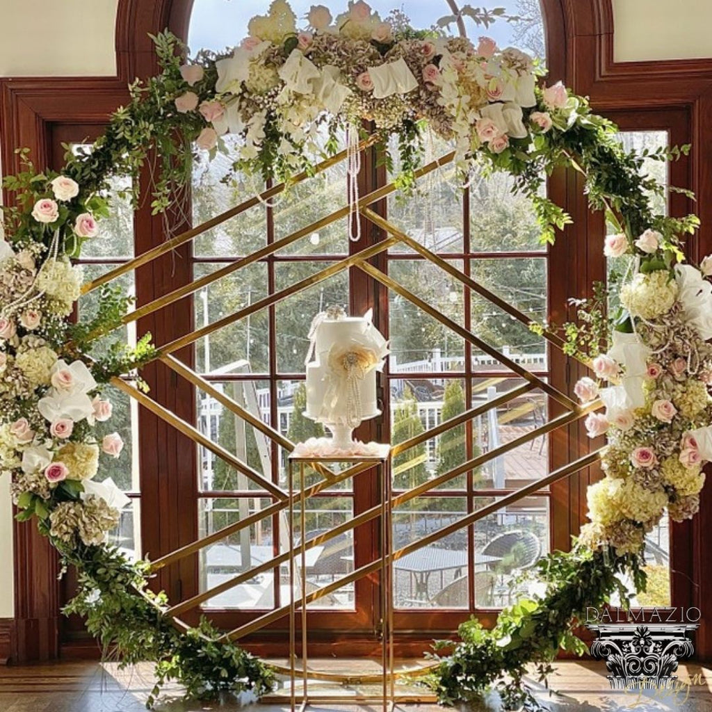 7.5 FT Round Wedding Arch Backdrop Frame Stand Gold– CV Linens