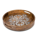 GG Collection Wood/Metal 20" Round Tray - 20% OFF