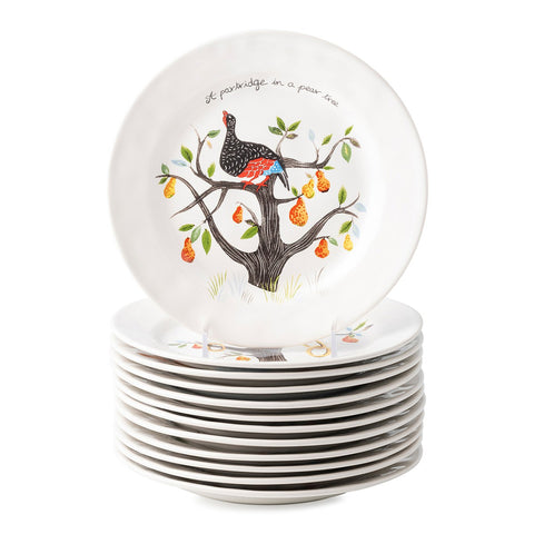 Twelve Days of Christmas Dessert/Salad Plate Set/12