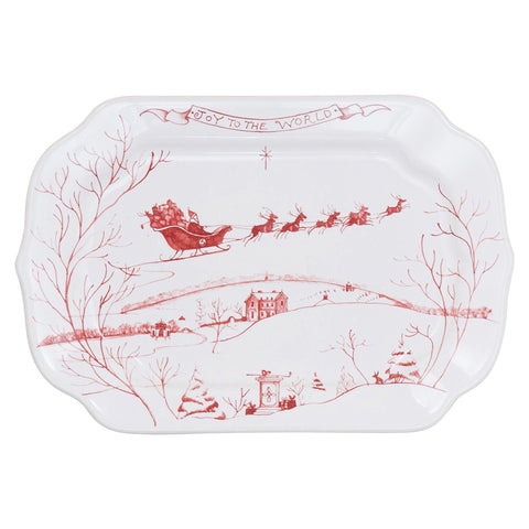Country Estate Winter Frolic Ruby Gift Tray Joy to the World