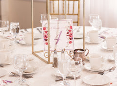Lavender Garden Theme Table Sign on Easel Rental