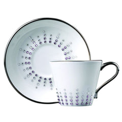 Chain Tiara Amethyst Espresso Cup &amp; Saucer&#44; Platinum