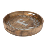 GG Collection Wood/Metal 20" Round Tray "F" - 20% OFF