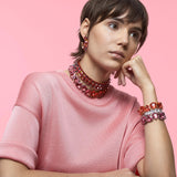 Chroma Choker, Spike Crystals, Pink, Gold-tone Plated