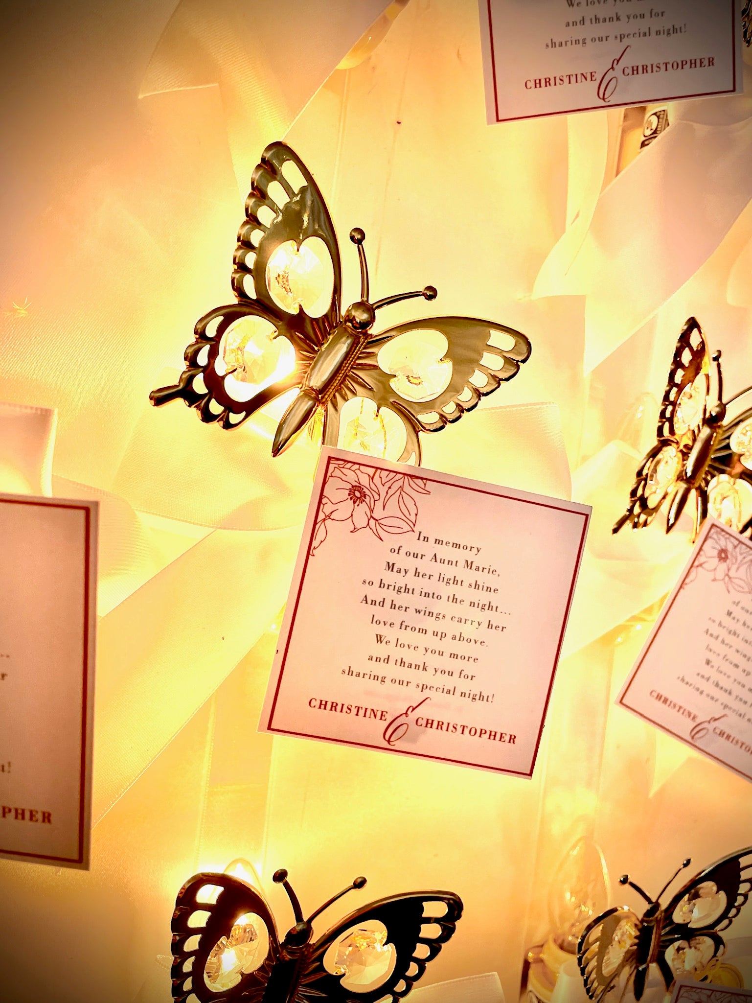 Shimmering Butterly Night Light With Bow