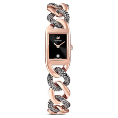 Cocktail Watch, Metal Bracelet, Black, Rose-gold Tone Plated