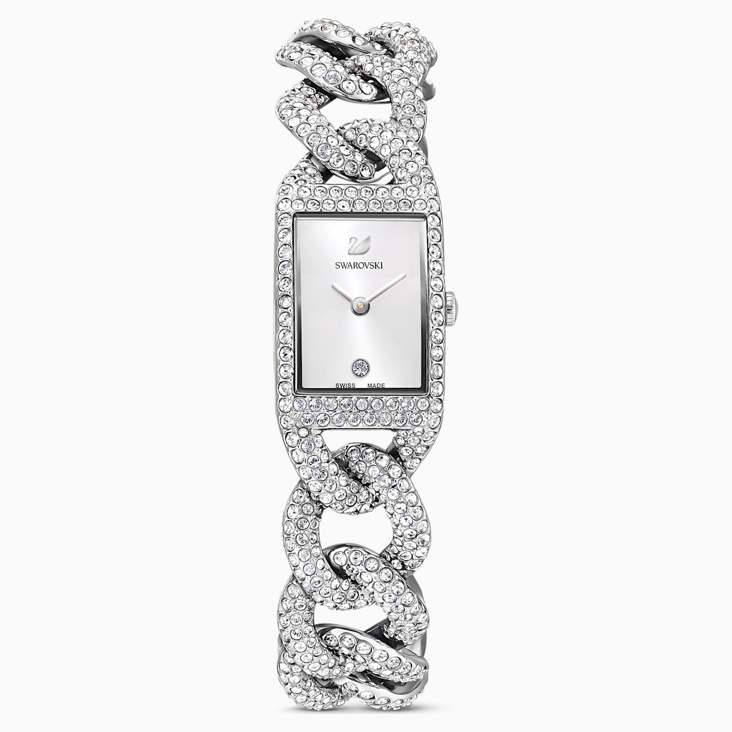 Dalmazio Design - Swarovski Cocktail Watch&#44; Metal Bracelet&#44; Silver Tone&#44; Stainless Steel