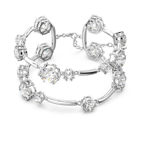 Constella bangle, Mixed round cuts, White, Rhodium plated LAST IN STOCK