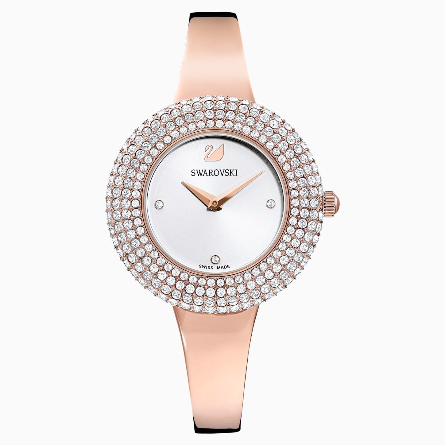 Swarovski Crystal Rose Watch; Metal Bracelet; White; Rose-Gold Tone Pvd Dalmazio Design