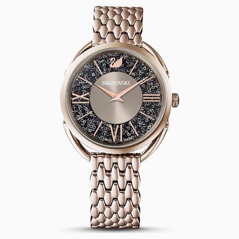 Swarovski Crystalline Glam Watch; Metal Bracelet; Gray; Champagne-Gold Tone Pvd Dalmazio Design