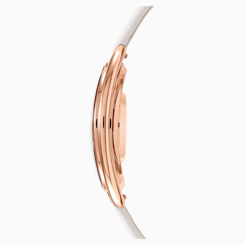 Crystalline Oval Watch&#44; Leather strap&#44; Gray&#44; Rose-gold tone PVD - LAST IN STOCK