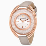 Crystalline Oval Watch&#44; Leather strap&#44; Gray&#44; Rose-gold tone PVD - LAST IN STOCK