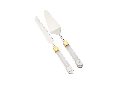 Set of 2 Stainless Steel Cake Servers with Dust Acrylic Handles