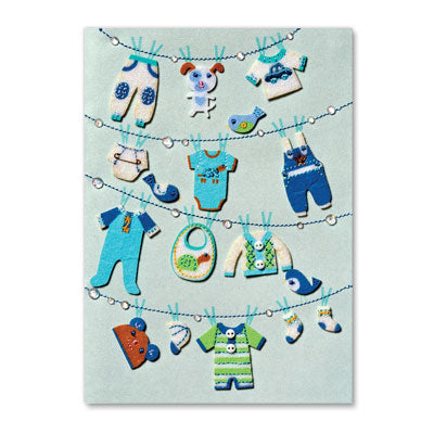 Clothesline New Baby Boy Card