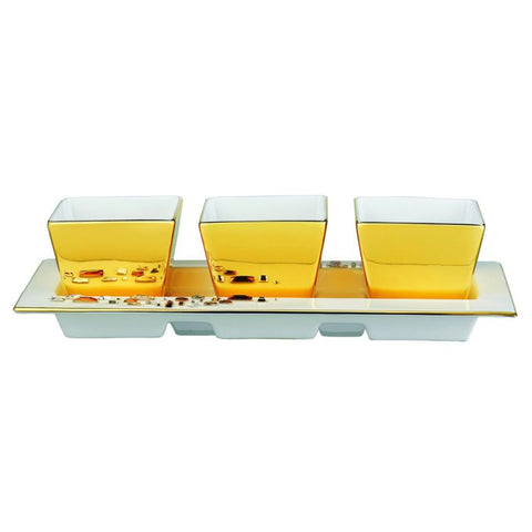 Diana Gold 3 Compartment Dish & Tray