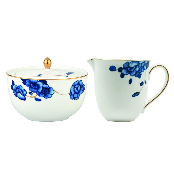 Emperor Flower Sugar &amp; Creamer Set Gold