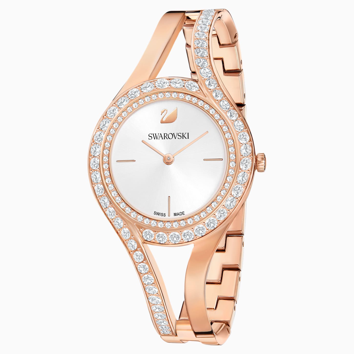 Swarovski Eternal Watch; Metal Bracelet; White; Rose-Gold Tone Pvd Dalmazio Design