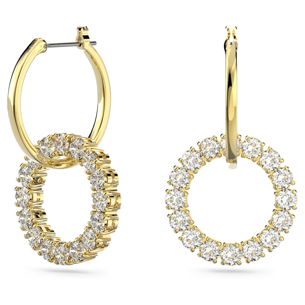 Exalta Earrings, White, Gold-tone Plated