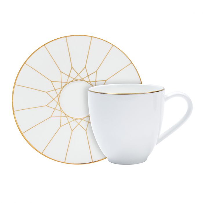 Gem Cut Gold Espresso Cup Saucer