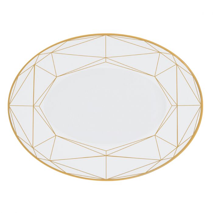 Gem Cut Gold Oval Platter