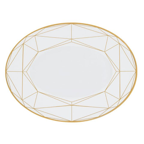 Gem Cut Gold Oval Platter
