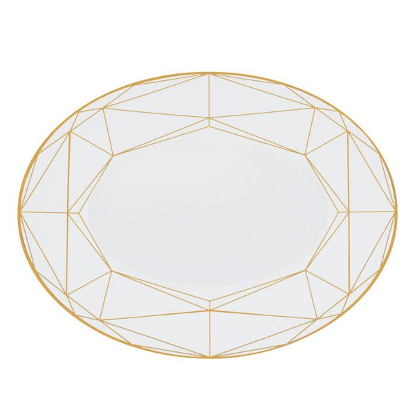 Gem Cut Gold Oval Platter