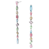 Swarovski Gema Drop Earrings - Extra Long - Multicolored - Rhodium Plated - Dalmazio Design
