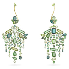 Gema Earrings, Chandelier, Green, Gold-tone Plated