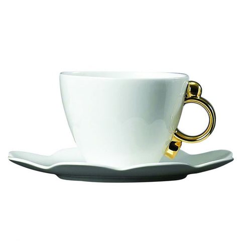 Geometrica Gold Tea Cup & Saucer&#44; set of 2