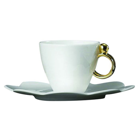 Geometrica Gold Espresso Cup &amp; Saucer&#44; set of 2