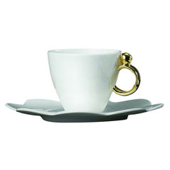 Geometrica Gold Espresso Cup &amp; Saucer&#44; set of 2