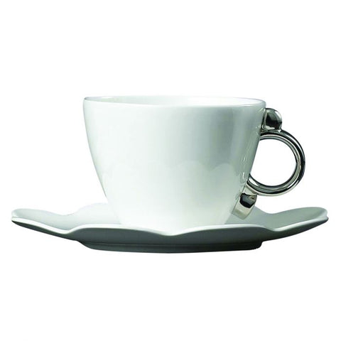 Geometrica Silver Tea Cup & Saucer&#44; set of 2