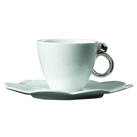Geometrica Silver Espresso Cup &amp; Saucer&#44; set of 2