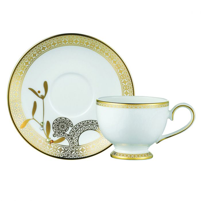 Golden Leaves Espresso Cup  Saucer Gold