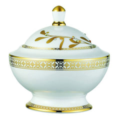 Golden Leaves Sugar Bowl Gold